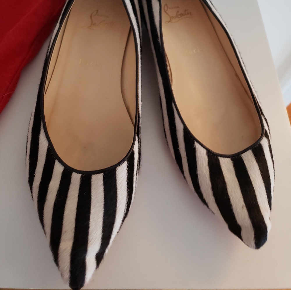 Louboutin calf hair Zebra Ballerinas Size 9/40.5